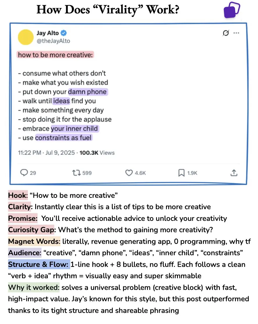 Jay Alto's creativity tips tweet