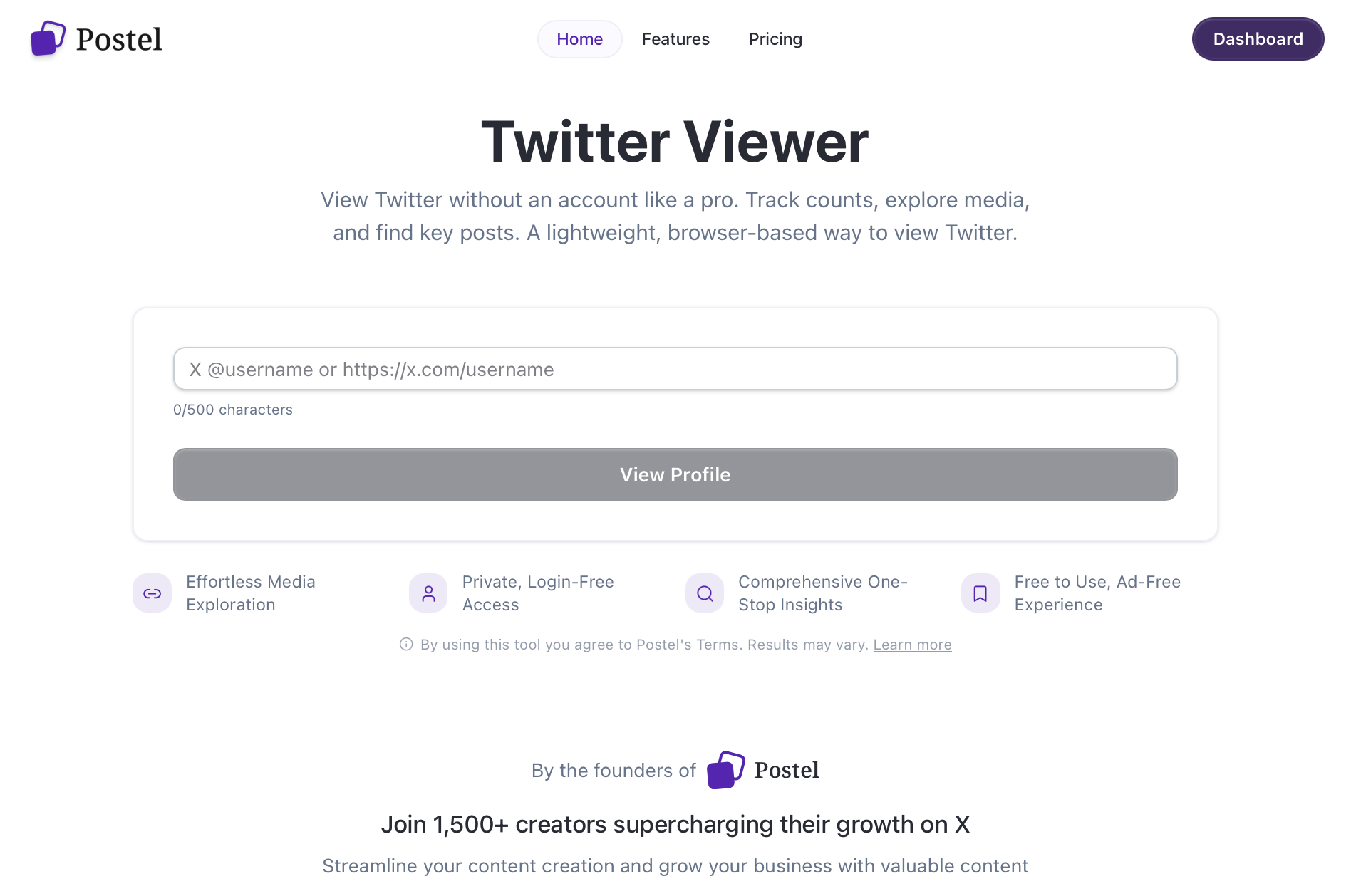 Twitter viewer tool interface